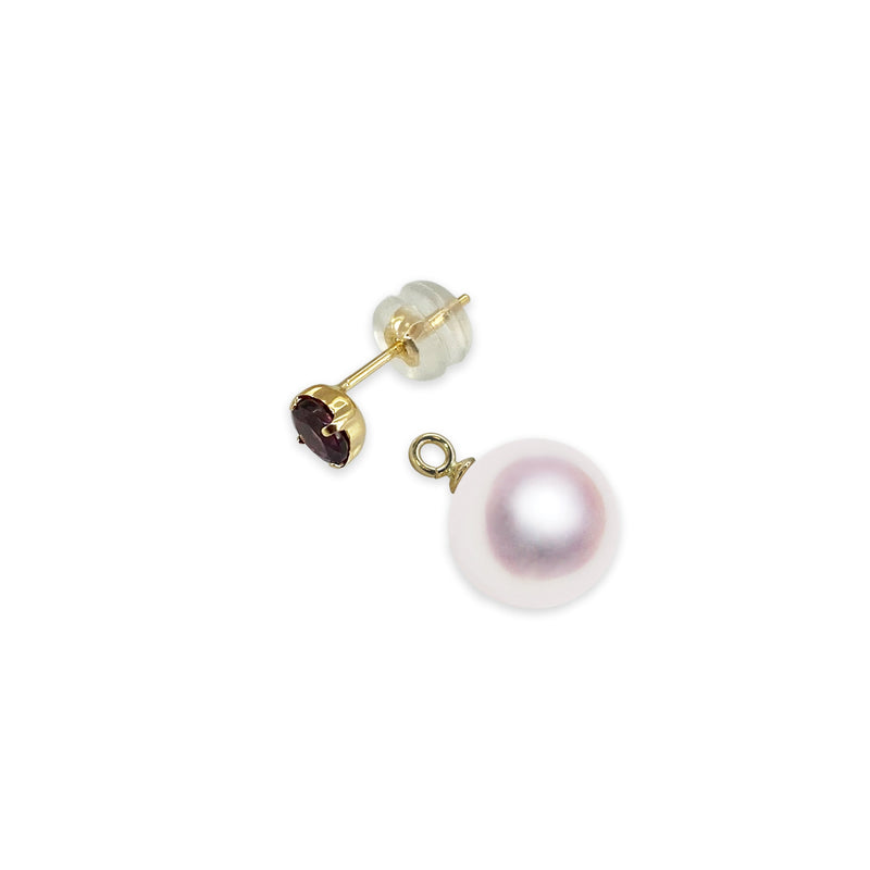 January Birthstone K18WG/K18 7.5㎜ 2way design piercing garnet -TENSEI PEARL ONLINE STORE Tenari Pearl Official Mail Order Shop