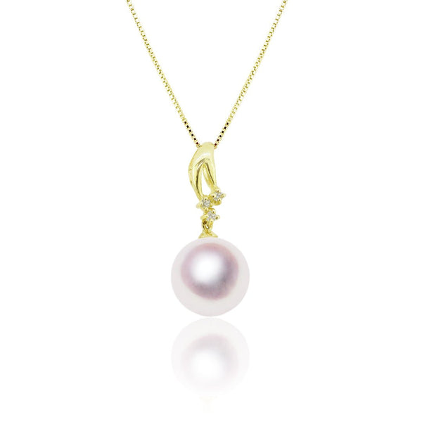 K18 8.5㎜ アコヤ真珠 ペンダント D0.02ct｜天成真珠 – Tensei Pearl