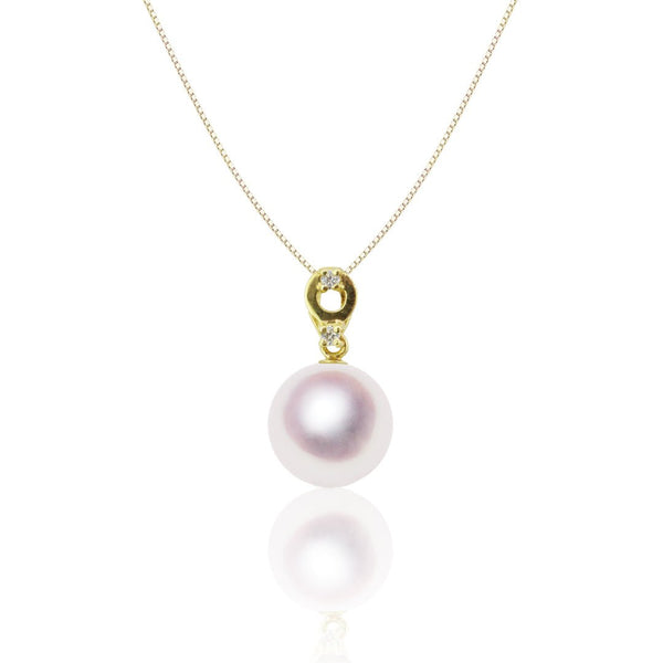 K18 8.5㎜ アコヤ真珠 ペンダント D0.02ct｜天成真珠 – Tensei Pearl
