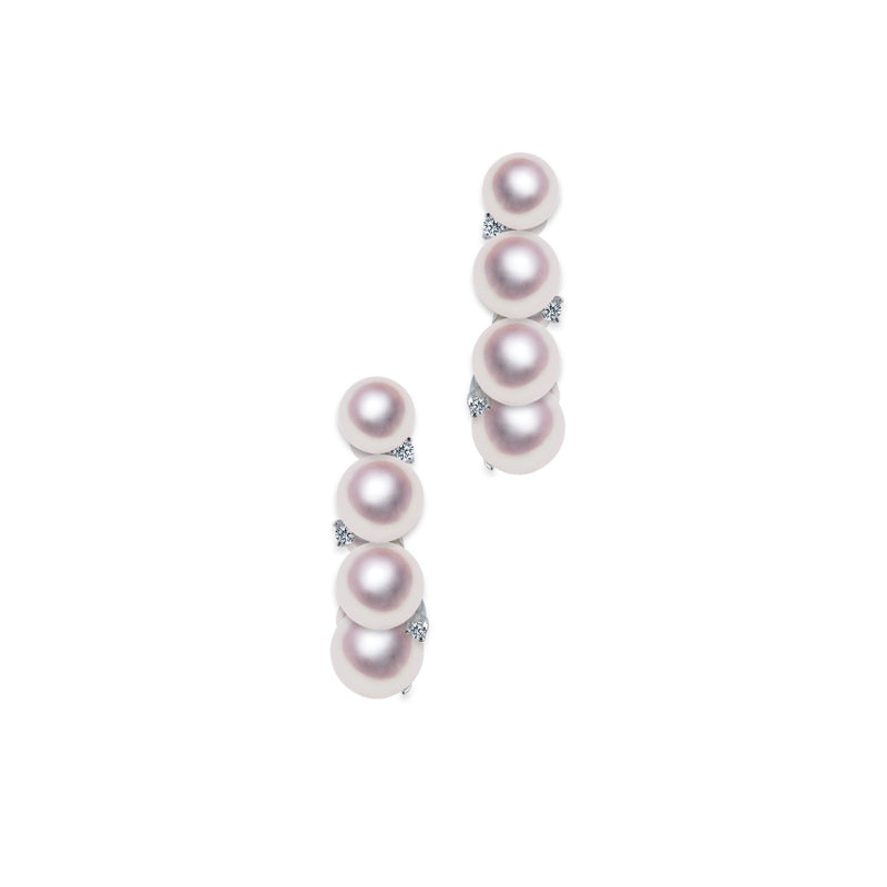 K18W 4.0 ~ 6.0㎜ Design earrings D0.14ct -TENSEI PEARL ONLINE STORE Tenari Pearl Official Mail Order Shop