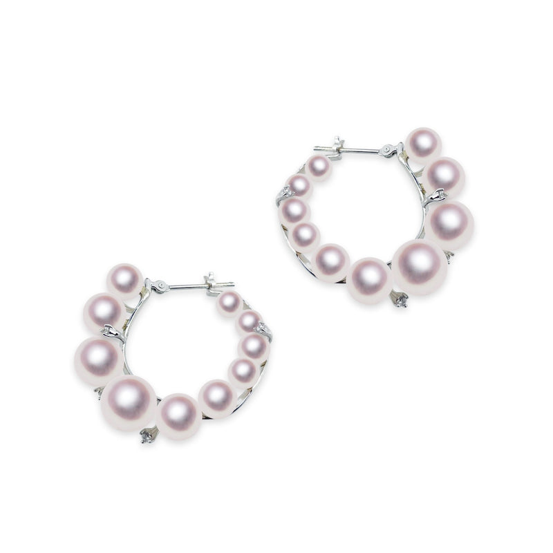 K18W 4.0 ~ 6.0㎜ Design earrings D0.14ct -TENSEI PEARL ONLINE STORE Tenari Pearl Official Mail Order Shop