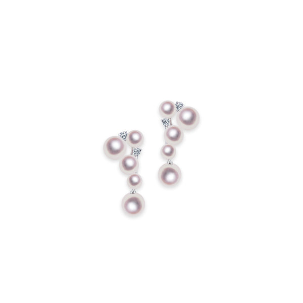 K18WG 3.5~5.0mm 设计耳环D0.08ct | Tensei Pearl Online Store 天成