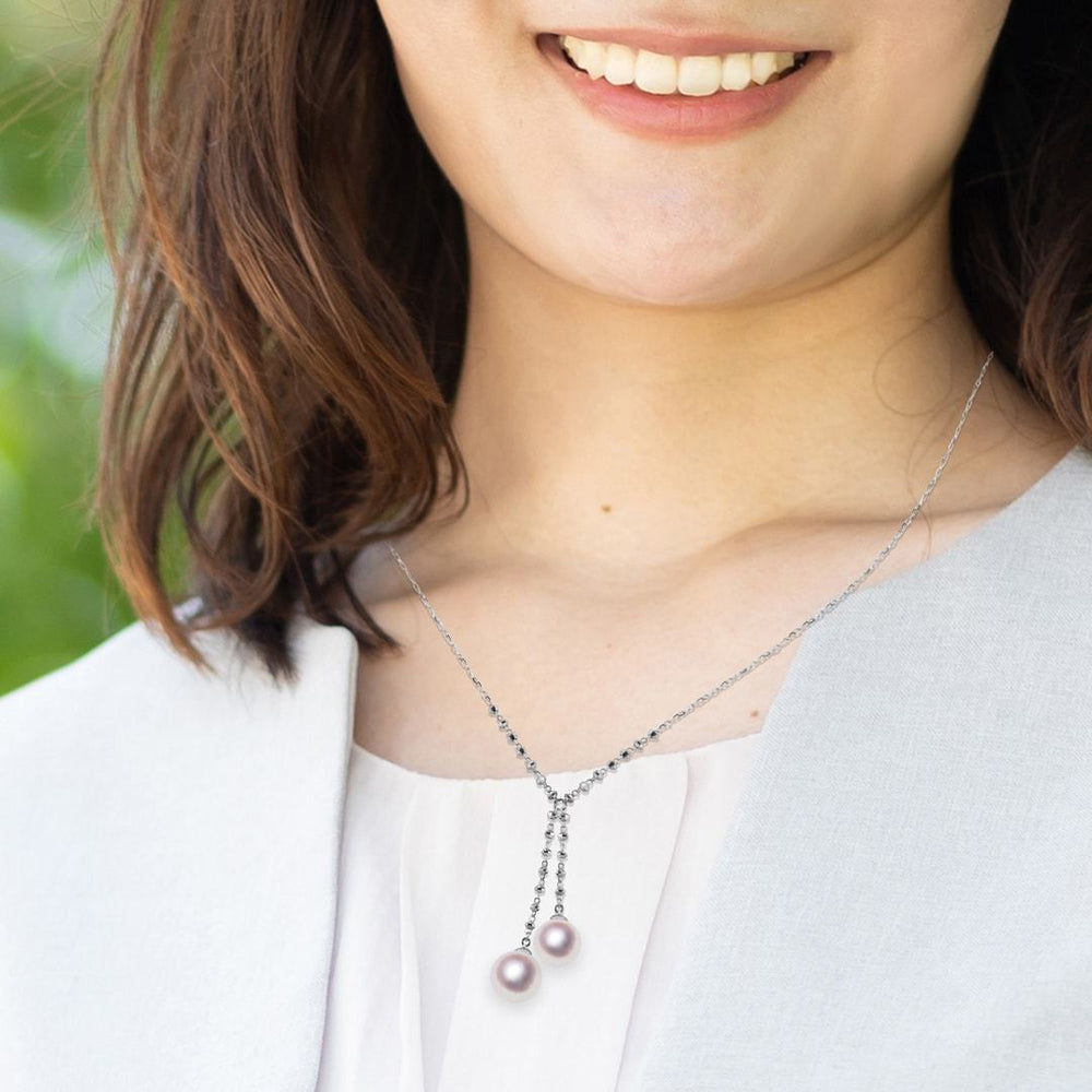 Tensei Pearl のネックレス K18WG 7.5㎜ アコヤ真珠・8.0㎜ デザインネックレス｜天成真珠